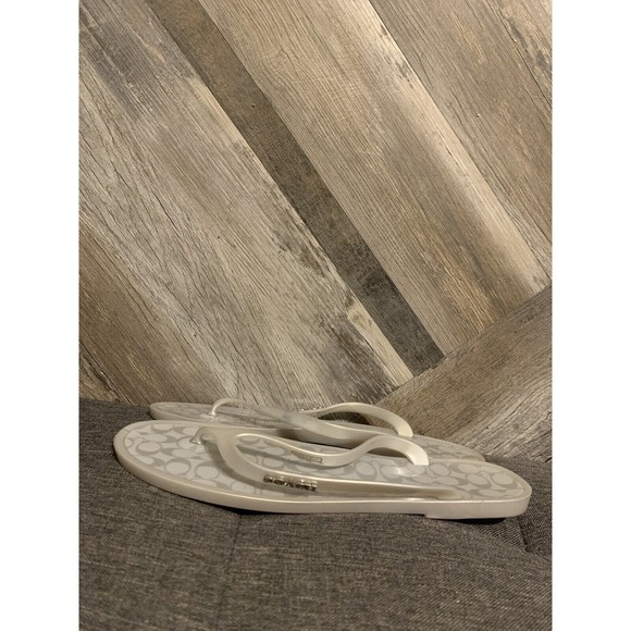 Coach Lyra Womens Size 10 B Jelly Sandals Flip Flops Silver/Gray Signature A0653 - Picture 3 of 8